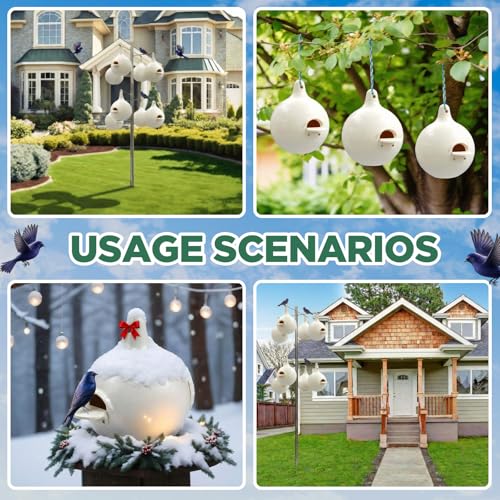 Yaocom 8 Pack Purple Martin Gourds, Plastic Martin Gourds with Circular Entrance, L-Shaped Shelf, Drainage System, Easy to Clean and Maintain Spacious Birdhouse