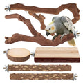 Parrot Perch Bird Perch Stand Set Natural Wild Wood Grape Sticks Paw Grinding Fork Parakeet Climbing Standing Branches Toys Cage Accessories for Conure,Cockatiels Lovebirds,Budgies Chewable 6PC