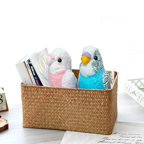 2Pcs Stuffed Parakeet Toy, 5.5 inches, Budgerigar Plush Toy, Parakeet Soft Toy, Stuffed Bird for Kids, Blue and Pink - color: Blue and Pink