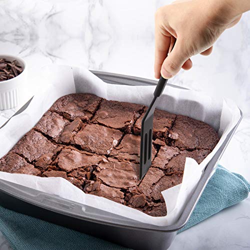 Mini Brownie Serving Spatula Flexible Nonstick Silicone Serve Turner Heat-Resistant Cookie Slotted Spatula for Flip Egg in Small Frying Pan Cookie Batter Lemon Squares (Black,2 Pieces) - color: Black