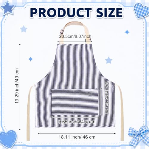 Newcotte Stripes Kids Aprons, Adjustable Cotton Bib Chef Apron with 2 Pockets for Cooking Painting Baking Toddler Boys Girls - color: Blue