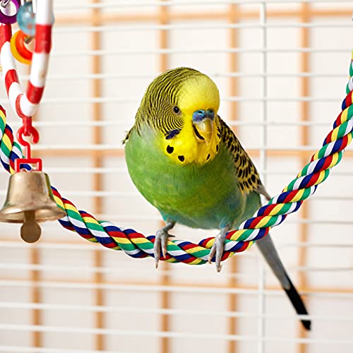 Weewooday 2 Pcs Bird Rope Perches Climbing Rope Bird Cage Accessories for Parrots, Parakeets, Cockatiels, Conures(21.6 Inch) - size: 21.6 Inch