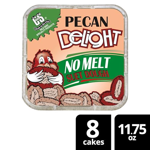 C&S Pecan Delight No Melt Suet Dough, Suet Cakes for Wild Birds Including Nuthatches, Woodpeckers, Chickadees and More, 11.75 Ounces, Pack of 8 - size: 1.47 Ounce (Pack of 8), style: Pecan, 8 Pack