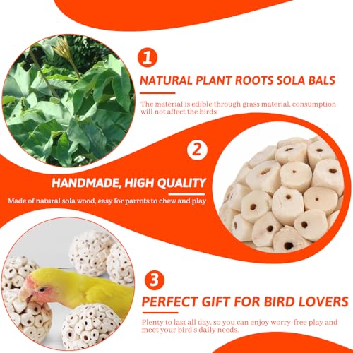9 Pack Bird Toy Sola Balls, Natural Parrot Soft Chew Shredding & Foraging Toy, Bird Foot Balls for Cockatiel Conure Quaker Budgie Parakeet Bunny Guinea Pig Chinchilla Rabbit - size: 9