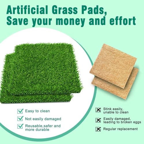 12 Pack Chicken Nesting Box Pads - Washable Artificial Grass Nesting Pads - Chicken Nesting Pads for Chicken Coop and Pet Garden Lawn Indoor Outdoor 12"×12"×1" - color: 12pack-green