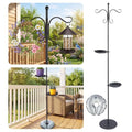 1 Set Upgraded 75.9" Shepherds Hook for Bird Feeder, Hanging Plant Wind Chime Stand, Metal Adjustable Standing Pole Holder for Indoor Outdoor, with 2 Rack & Weight Bag (2 Hooks) - style: 2 Hooks