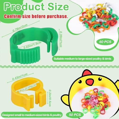 110 Pcs Chicken Leg Rings, Number Chicken Identification Hand Rings