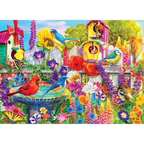RoseArt Kodak Premium Bird Bath Garden 1000 Piece Jigsaw Puzzle | Fully Interlocking Pieces, Bonus Poster Included, Made in USA