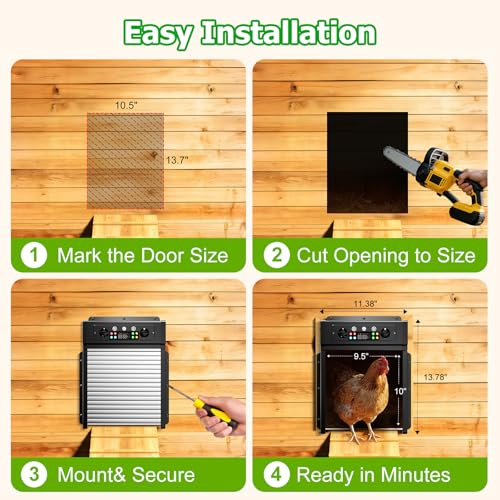 Automatic Chicken Coop Door Solar Powered, Roll-Up Chicken Door with Timer & Light Sensor, Anti-Pinch Safety Auto Chicken Door with Remote Control, Weatherproof Aluminum Coop Door (Black1)