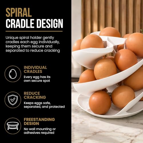 Fancy Egg Storage Holder – Freestanding Spiral Egg Cradle for Kitchen Counter | Space-Saving Countertop Egg Rack | Holds Fresh Eggs Securely | Modern Decorative Egg