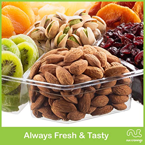 NUT CRAVINGS - Dried Fruit & Mixed Nuts Gift Basket (7 Assortments, 1 LB) | Green Ribbon Food Arrangement, Healthy Snack Care Package, - style: 4. Green Ribbon - Deluxe (7 Piece Assortment)