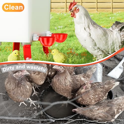 Chicken Waterer Cups, Automatic DIY Chicken Water Bowl 8 Pack | Chicken Flock Waterer Cups with 3/8'' Hole Saw for Bucket, Trough, Easy Install - size: 8 Pack