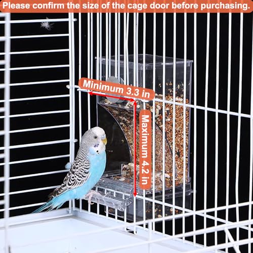 VCEPJH No Mess Bird Feeder with Water Dispenser, Automatic Parrot Feeder Drinker Parakeet Seed Dispenser Food Container with Cage Perch for Lovebirds Conures Budgies Canary Finch (4Pcs) - color: Blue
