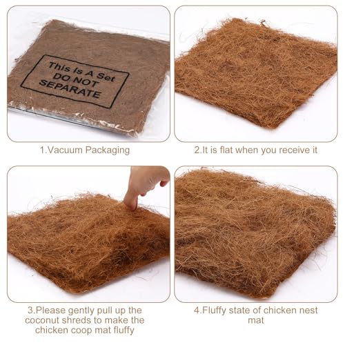 Yerliker Chicken Nesting Box Pads Laying Hen Chicken Coop Bedding,6 Pack | Chicken Laying Hens Pads, Coconut Fiber Henhouse Nesting Boxes Bulk, for Chicken Accessories Supplies