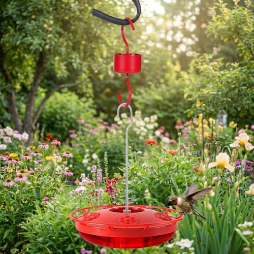 Metal Ant Moat for Hummingbird Feeders (4 Pack) | Ant Guard Hook with Leak-Proof Design, Includes 4 Cleaning Brushes, Red Hooks for Outdoor Bird Feeding Supplies - size: Standard - 0.8 FL OZ