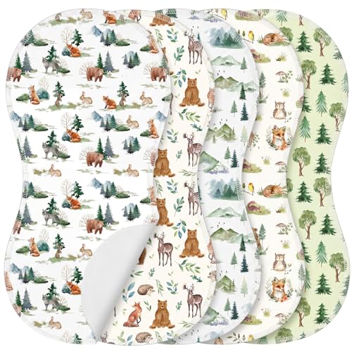 SmoothNovelty 5 Pack Woodland Animal Baby Burp Cloths Soft Absorbent Burping Rags for Newborns 19"x9" Spit up Cloths for Boy Girl Newborn Baby Shower Registry Gifts Set Nursery Decor - style: Woodland Animal