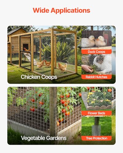VEVOR Hardware Cloth, 1/2 inch 60 inch x 50 ft 19 Gauge Chicken Wire Fence, Hot-Dip Galvanized After Welding Metal Wire Mesh Roll, Garden Plant Welded Fencing Roll Supports Poultry Netting Cage Fence - size: 1/2 inch 60 inch x 50 ft