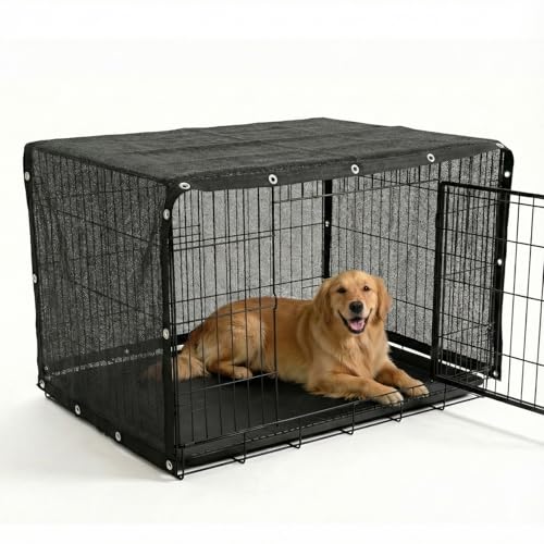 Amgo 90% UV Block Sun Shade Cloth for Dog Kennel Cover, 3' x 4' Black Pet Playpen Sunshade with Grommets, Durable Mesh Tarp for Crate, Patio, Stable,Chicken Coop & Outdoor Privacy Screen. - color: Black, size: 3' x 4' Custom Size