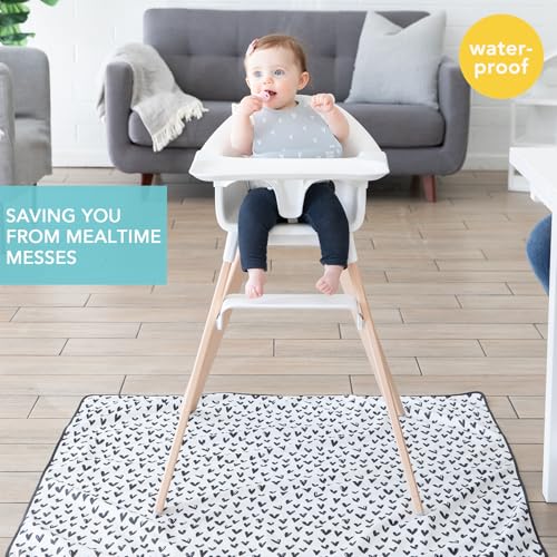 Bumkins Baby Splat Mat for Under High Chair, Babies Toddlers Eating Mess Mat, Waterproof Reusable Cloth for Arts and Crafts, Playtime Mat for Kids, Floors or Tables, Fabric 42inx42in, Black Hearts - color: A2 Hearts