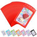 ANZNKU 100PCS Holographic Red Mylar Bags, Resealable Smell Proof 6.3x9.4 | Sealable Pouches with Clear Window, Small Business Jewelry Candy Treat Sample Packaging, Plastic Zip Goodie Gift Baggies - color: Red, size: 6.3 x 9.4 Inch