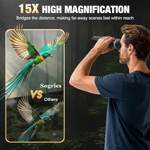 15x52 High Power Binoculars for Adults Hiking Safari Travel Sports | Bright BAK4 Prism,FMC Lens,Shockproof,Waterproof,Fogproof for Stargazing
