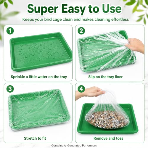 RAINFLOW Disposable Bird Cage Liner - 40PCS Elastic Plastic Small Animal Cage Liners Waterproof Easy to Clean Leakproof for Portable Birdcage Litter Box Liners for Parakeet Hedgehog Hamster (14x9.8in) | Bunny Guinea Pig Bird Cage Liners, Plastic Liners fo