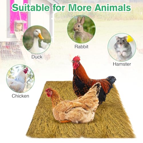 Hamiledyi 4 Pcs Chicken Nesting Pads Artificial Grass Rug Carpet Synthetic Turf Mat 12"x12" Washable Chicken Coop Bedding Laying Garden Lawn Indoor/Outdoor Bedding for Chicken Hen Small Pets(Brown) - size: 4 Pcs Brown