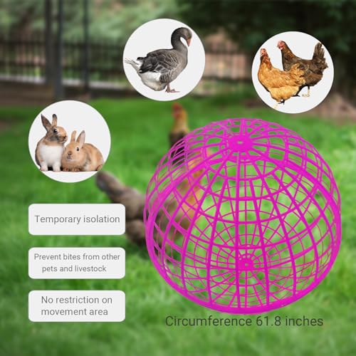 3 PCS 19.6" Movable Ball-Shaped Animals & Poultry Cages,Pet Safe Walking Net, Farm Courtyard Outdoor Accessible Rolling Rabbit Duck Hutch Chicken Coop,Preventing Dog Bites Trampled by Horse - color: Rose Pink(3 PCS)