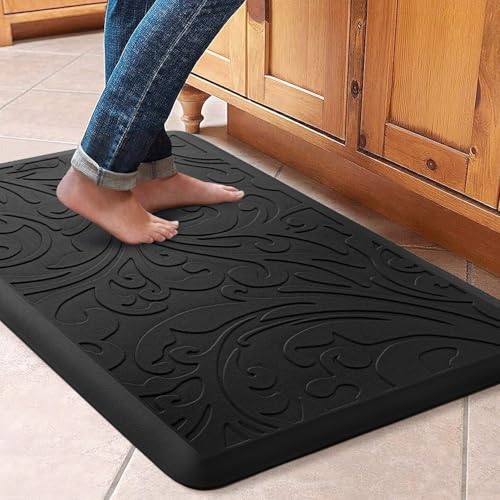 Kitchen Mat Cushioned Anti-Fatigue Comfort Standing Mat Rug for Home,Office | Waterproof Non-Slip Ergonomic Comfort Rug for Sink,Laundry,Desk 30" x 20", Black - color: Black, size: 1'8" x 2'6" (Rectangular)