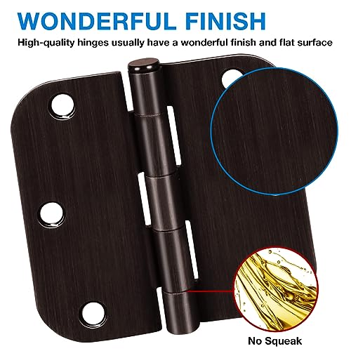 TDCHINGES Residential Oil Rubbed Bronze Door Hinges 3.5 Inch X 3 1/2" 5/8" | 48 Pack Rounded No Squeak Exterior Interior Standard Bifold Bedroom Study Lightweight Wood Doors Hardware DIY Home Essentials - color: Oil Rubbed Bronze, size: 48 Pack--no squeak