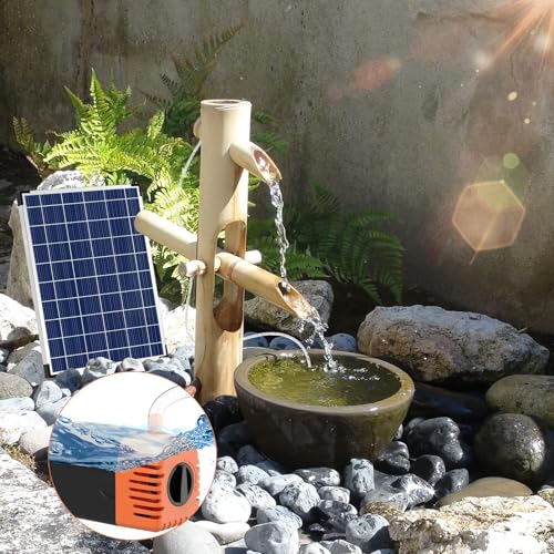 Antfraer 25W Solar Fountain Pump, Solar Water Pump 320GPH Flow Adjustable, Solar Powered Water Pump with 16.5Ft Cord Length for Small Pond, Fish Pond Bird Bath Garden Waterfall Hydroponics - size: 25W