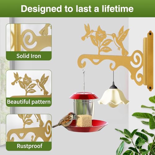 Elegant Bird Pattern Wall Hooks - 10/12/14 Inch Metal Plant Hangers for Indoor & Outdoor - Rust-Resistant Bracket for Plants, Feeders, Chimes, Lanterns (2, White, 10 inch) - color: White, size: 10 Inch