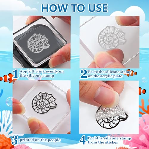 CHGCRAFT 4 Pcs Ocean Theme Pattern Clear Stamps Turtle and Octopus Silicone Stamp Seal for DIY Scrapbooking and Card Making Paper Craft Decor 6.3 × 4.3 Inch - style: Ocean Theme