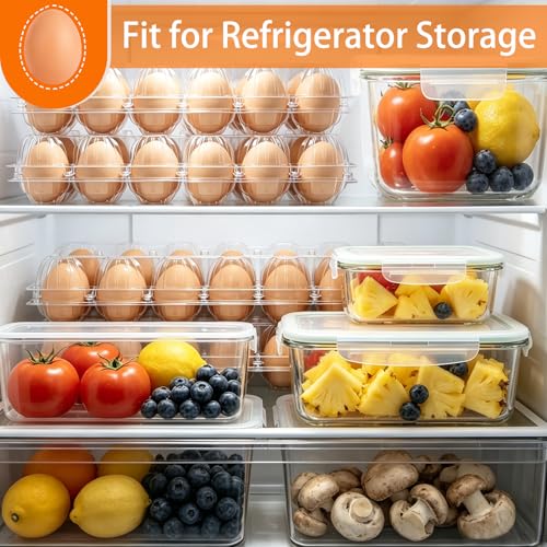 60 Pack 2x6 Grids Plastic Egg Cartons Bulk 12 Count Clear, Reusable Stackable Dozen Chicken Eggs Containers Holders for Storage, Family, Farm Markets and Commercial Display