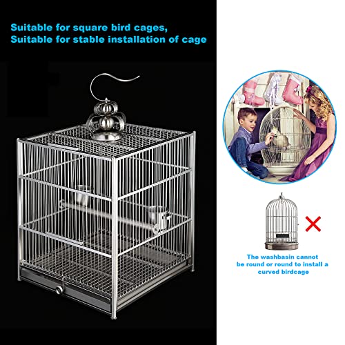 No Mess Bird Feeder for Cage - Automatic Bird Feeder Transparent Food Container Acrylic No Spill Cage Seed Catcher with Stainless Steel Hooks for Parrot Parakeet Cockatiels Lovebirds - size: Large-6.4 Inch x 6.4 Inch