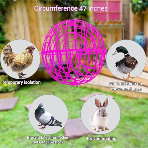 15.7" Ball-Shaped Movable Chicken Coop,Pigeon Rabbit Duck Safe Walking Net,Preventing Trampled by Horse,Predation by Eagles,Dog Bites.Pet Removable Prevent Harassment Safety Hutch - color: Rose