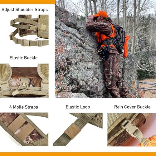 NEW VIEW Binocular Harness Chest Pack, Bino Case with Rangefinder Pouch and Rain Cover, Silent Chest Rig with 8 Pockets for Hunting, Hiking, Bird Watching - style: Base