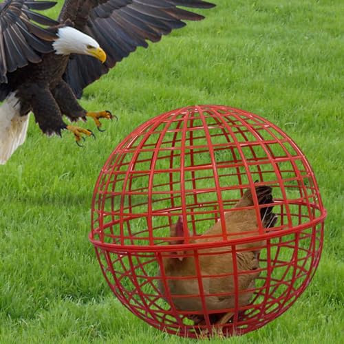 19.6" Movable Ball-Shaped Animals & Poultry Cages,Pet Safe Walking Net, Farm Courtyard Outdoor Accessible Rolling Rabbit Duck Hutch Chicken Coop,Preventing Dog Bites Trampled by Horse(1 PC) - color: Red