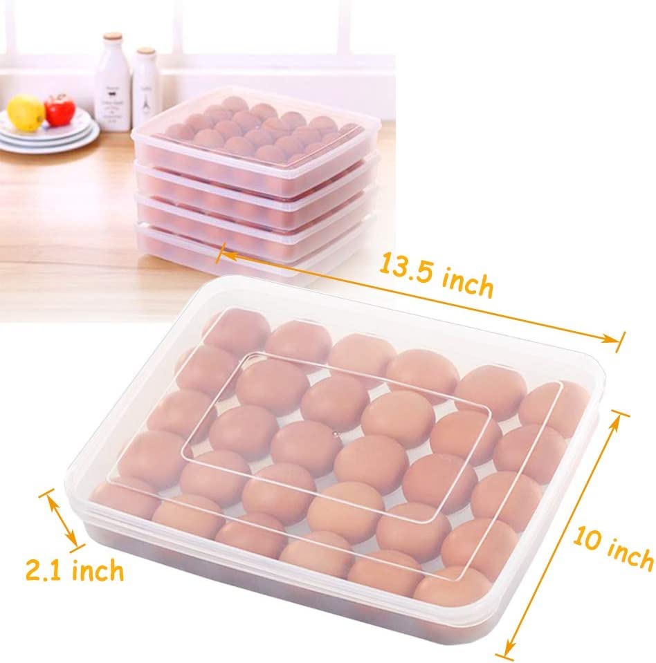 Covered Egg Holder for Refrigerator,30 Deviled Egg Tray with Lid,Plastic Egg Containers,Fridge Egg Dispenser Egg Storage Box - style: Clear-30 eggs
