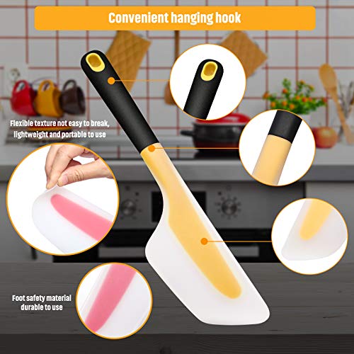 Patelai 2 Pack Silicone Omelette Spatula Turner, Red Yellow | Flexible Egg Flip Tool for Non-stick Pans, Nylon Core Silicone Material, Heat Resistant, Flip Fold Omelets Pancakes Crepes