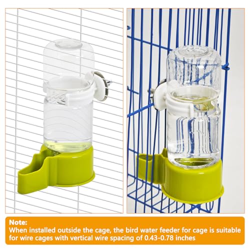 BNOSDM Automatic Bird Water Dispenser 2 Pcs No Mess Parrot Cage Water Feeder Drinker Suspended Bird Drinking Device Parakeet Cage Accessories for Budgies, Cockatiel, Conure, Canary, Finch (Green) - color: 2 Pcs Green Automatic Bird Water Dispenser