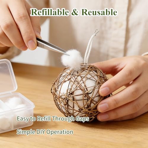 GUTE Globe Hummingbird Nesters 2Pcs Natural Material Refillable Ball | Natural Nesting Material,Refillable Design,Weather-Resistant,Quick-Dry,Hanging Station,For Wrens/Finches,Indoor/Outdoor. - size: 2Pack