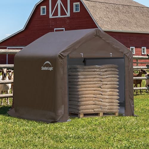 ShelterLogic 6' x 6' x 6' Agricultural 3-in-1 Run-in Loafing Shed Animal Shelter with Waterproof Cover, Brown