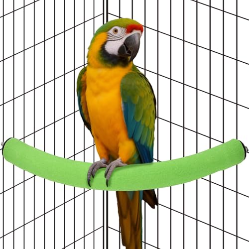 Rypet 90-Degree Parrot Perch for Cage Corner, Quartz Bird Perch (Green XL) | For Paw Grinding Clean Stick Exercise, Rough Quartz Surface, Small Parakeets Cockatiel Conures - color: Green-corner-90, size: X-Large