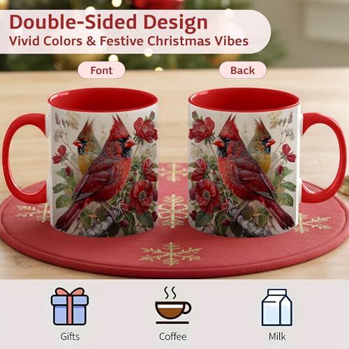 Cardinal Bird Ceramic Coffee Mug, Beautiful Red and Yellow Redbird with Floral Background, Durable Tea Cup for Home, Gift for Nature Lovers,Morning Mug for Hot and Cold Drinks (Cardinal Bird Floral) - color: Cardinal Bird Floral
