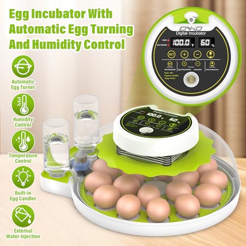 Egg Incubator with Automatic Egg Turning and Humidity Control, Chicken Incubators for Hatching Eggs, Holds 18 Eggs Encabulator for Chicken, Suitable for Hatching Chickens, Quails, Ducks,Parrots,Geese