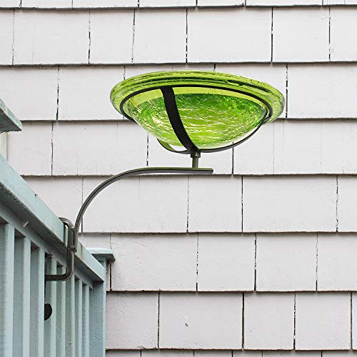 Achla Designs CGB-05FG-RM 12 Inch Fern Green Crackle Rail Mount Bracket Birdbath - color: Fern Green