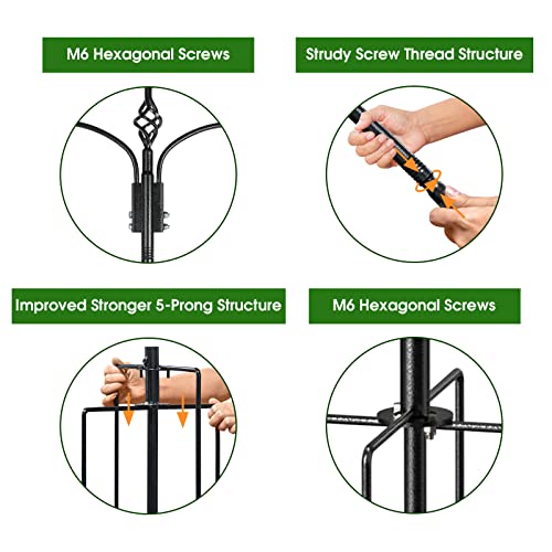 Bird Feeder Pole Wild Bird Feeder Hanging Kit Planter, 83 Inch Bird Feeding Station Kit with 5 Prongs Base Hummingbird Feeder Stand Hook for Outside
