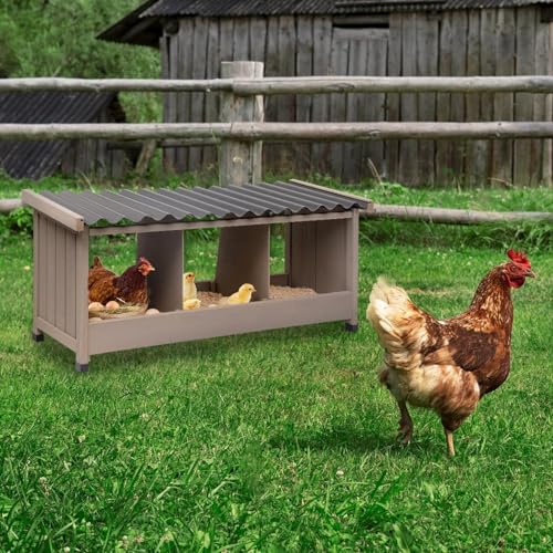 Nesting Boxe for Chickens, 3 Compartments Wooden Chicken Coop, Wall-Mounted Chicken Nesting Box for Laying Eggs with PVC Roof, Easy Install Nesting Boxes Accessories for Chickens, Hens, Ducks