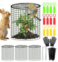 Plant Protector from Animals with Detachable Covers - 4 Pack 16”x 16" Wire Cage Cloches with Ground Stakes and Tools for Protecting Vegetable, Flower, Seedling